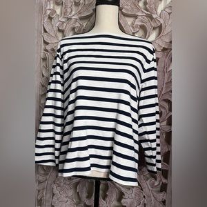 J. Crew Navy and White Striped Blouse